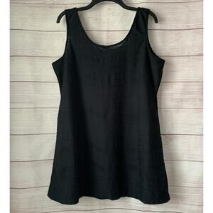 Le Cove Black Dress or Swimsuit Cover Up Tank Top Wavy Pattern Size Large